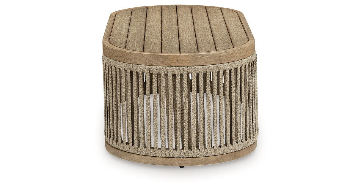 Vision Lane Beige Outdoor Coffee Table from Ashley Furniture - Luna Furniture