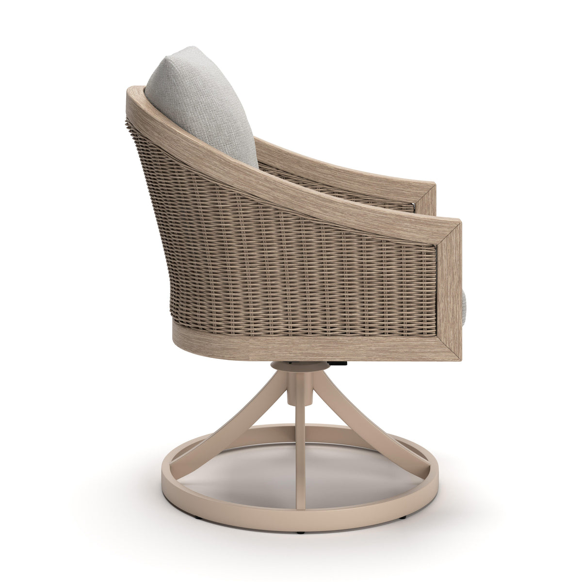 Thunder Trails Light Gray/Beige Outdoor Swivel Chair, Set of 2 from Ashley - Luna Furniture