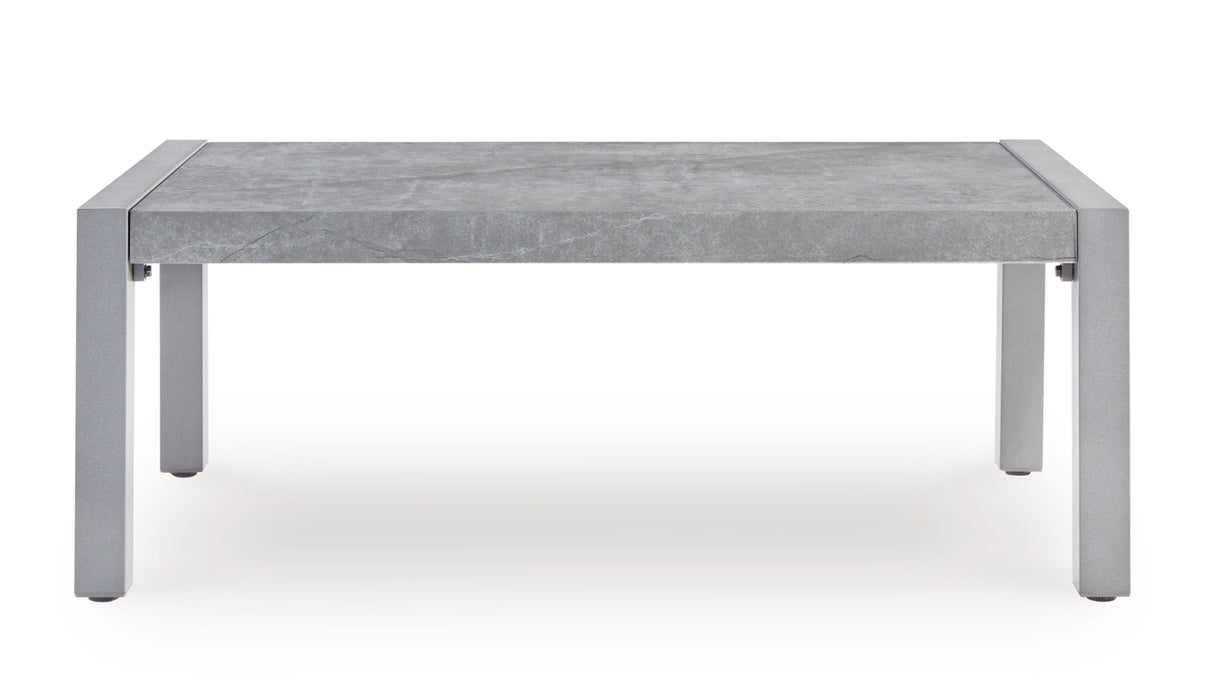 Hurley Park Outdoor Sofa and 2 Chairs with Coffee Table in Gray from Ashley Furniture - Luna Furniture
