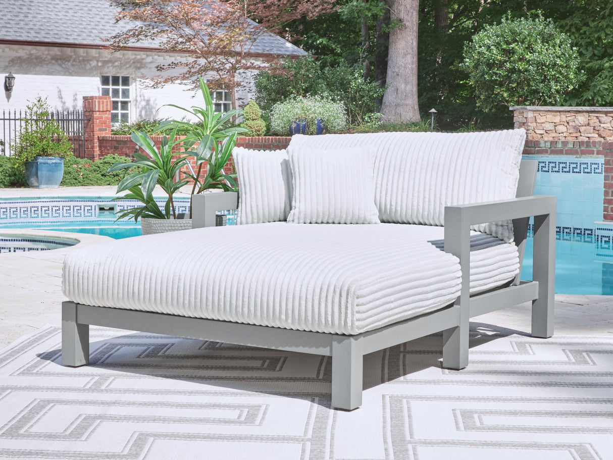 Hurley Park Gray Outdoor Chaise Lounge with Cushion from Ashley Furniture - Luna Furniture