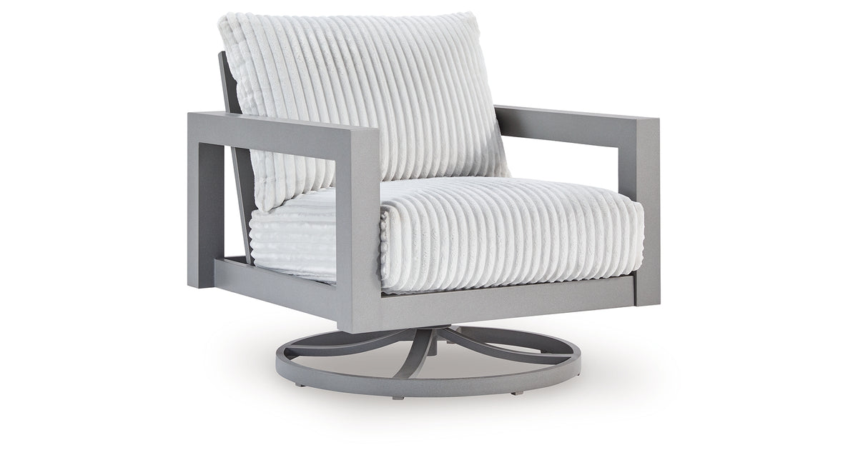 Hurley Park Gray Outdoor Swivel Chair with Cushion from Ashley Furniture - Luna Furniture