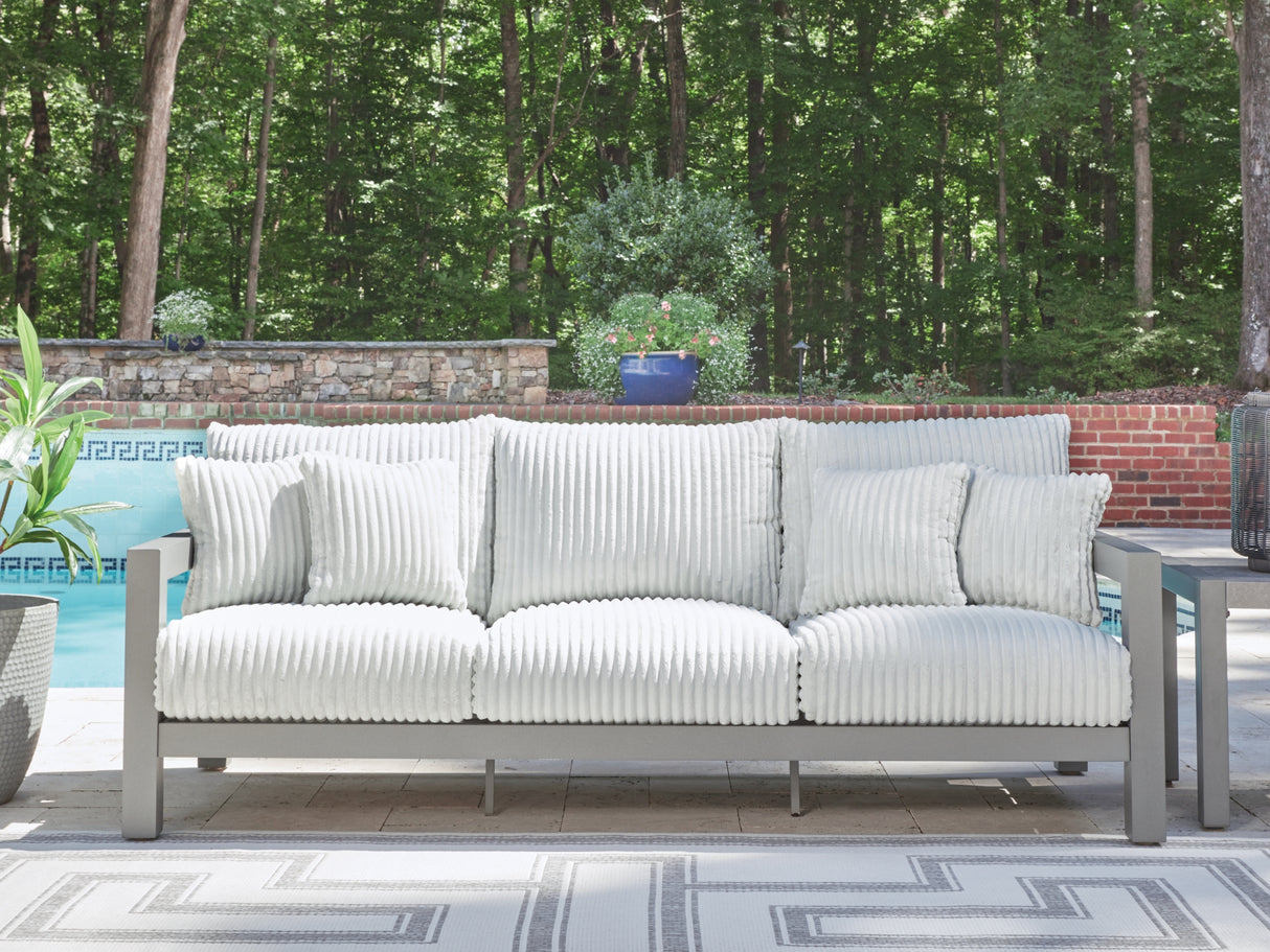 Hurley Park Gray Outdoor Sofa with Cushion from Ashley Furniture - Luna Furniture