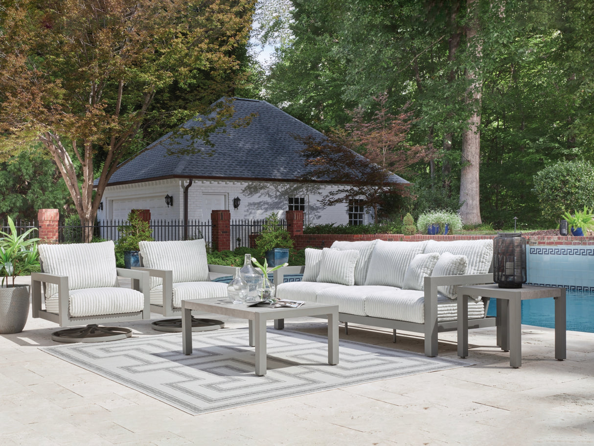Hurley Park Outdoor Sofa with 2 Lounge Chairs in Gray from Ashley Furniture - Luna Furniture