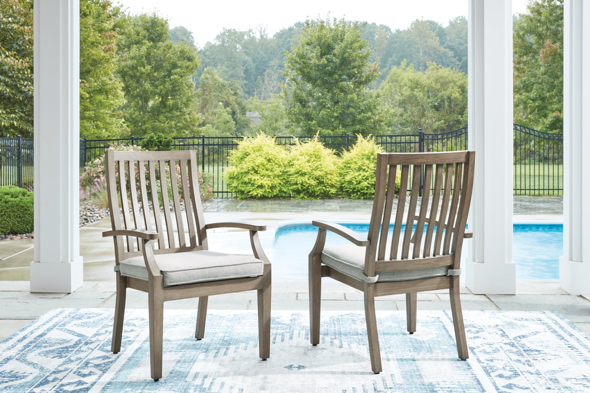 Rainier Ranch Outdoor Dining Table and 6 Chairs in Brown/Beige from Ashley Furniture - Luna Furniture