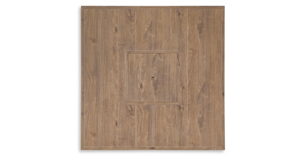 Walton Bridge Driftwood Outdoor Bar Table with Fire Pit from Ashley Furniture - Luna Furniture