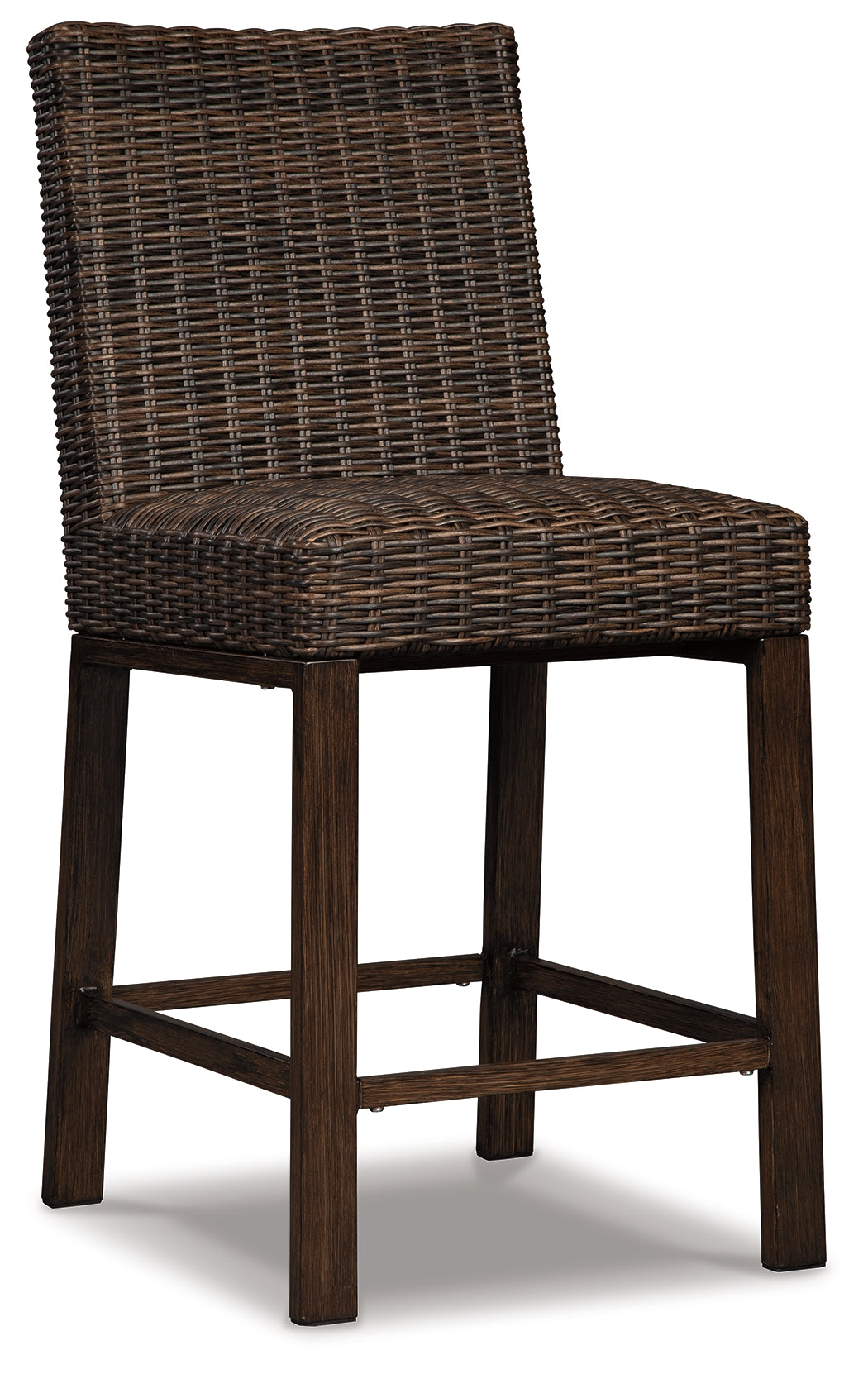 Paradise Trail Medium Brown Outdoor Counter Height Dining Table with 6 Barstools from Ashley Furniture - Luna Furniture