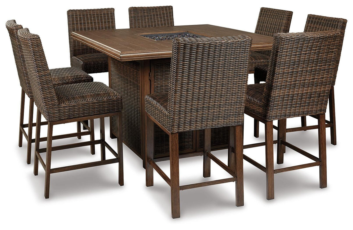 Paradise Trail Medium Brown Bar Table with Fire Pit from Ashley Furniture - Luna Furniture