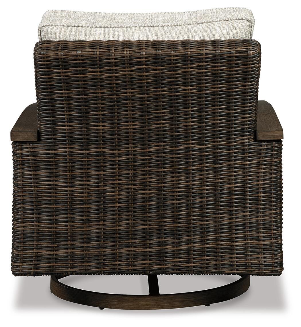 Paradise Trail Outdoor Loveseat and 2 Lounge Chairs with Fire Pit Table in Medium Brown from Ashley Furniture - Luna Furniture