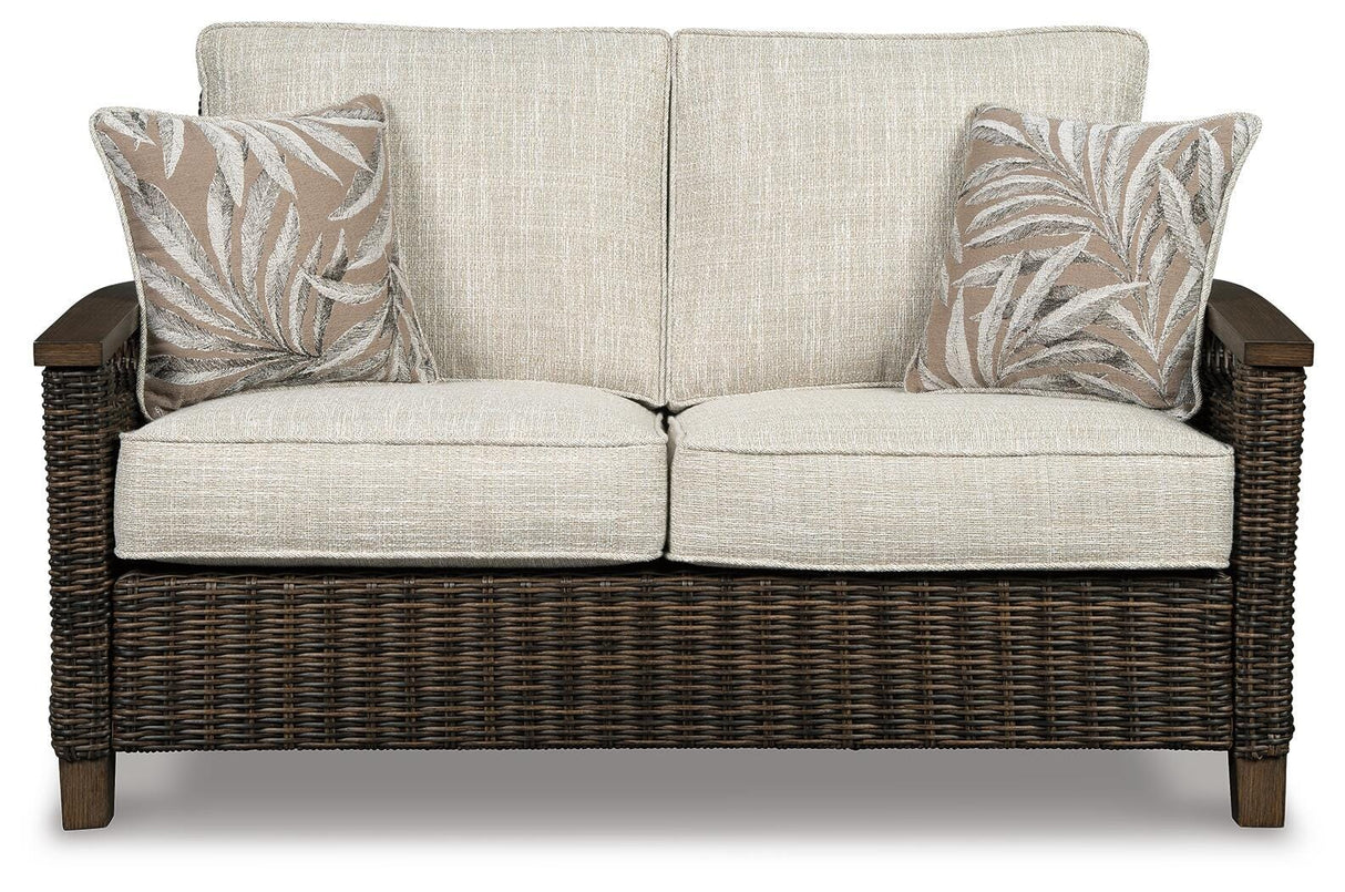 Paradise Trail Medium Brown Loveseat with Cushion from Ashley Furniture - Luna Furniture