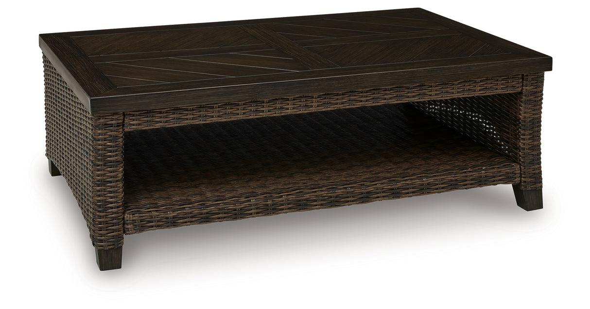 Monterey Point Dark Brown Outdoor Coffee Table from Ashley Furniture - Luna Furniture