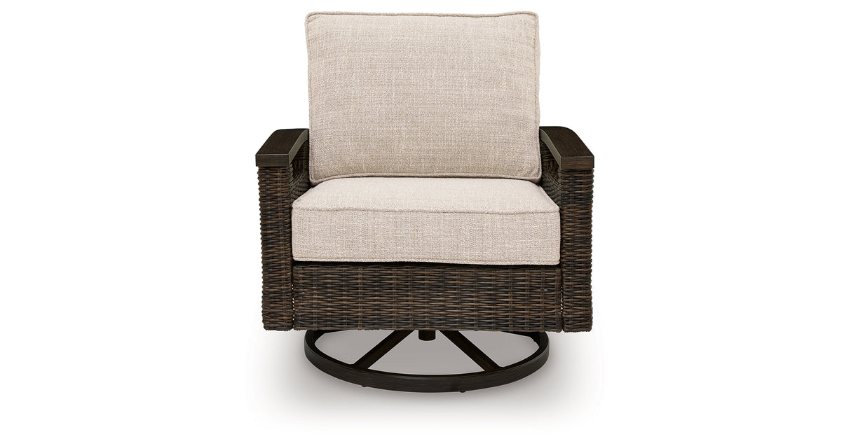 Monterey Point Outdoor Sofa with 2 Lounge Chairs in Dark Brown from Ashley Furniture - Luna Furniture