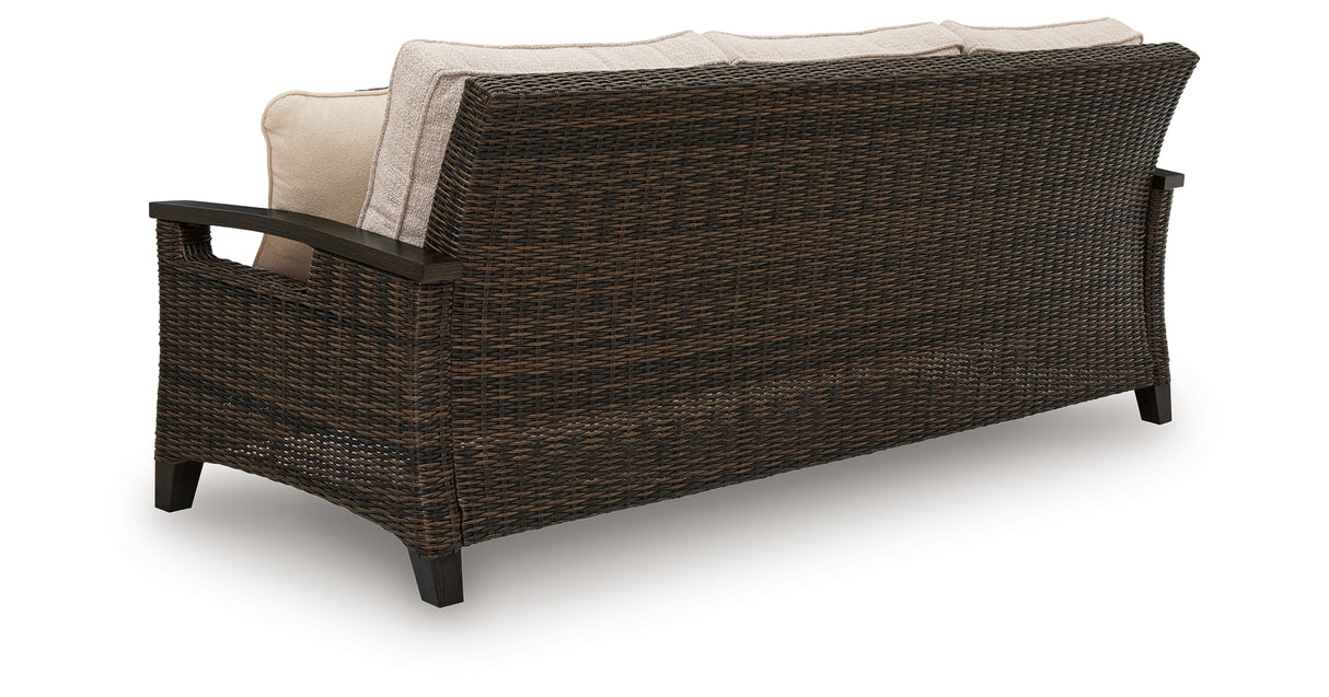 Monterey Point Outdoor Sofa and Loveseat in Dark Brown from Ashley Furniture - Luna Furniture