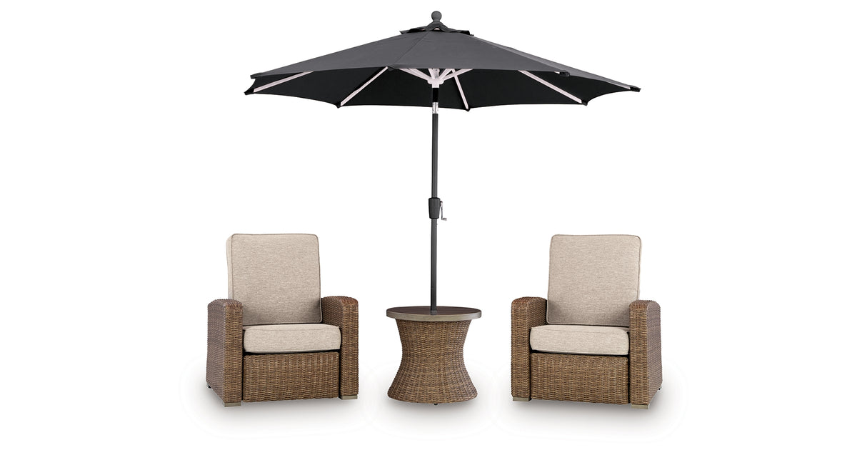 Laguna Heights Beige 2 Outdoor Chairs and End Table from Ashley Furniture - Luna Furniture