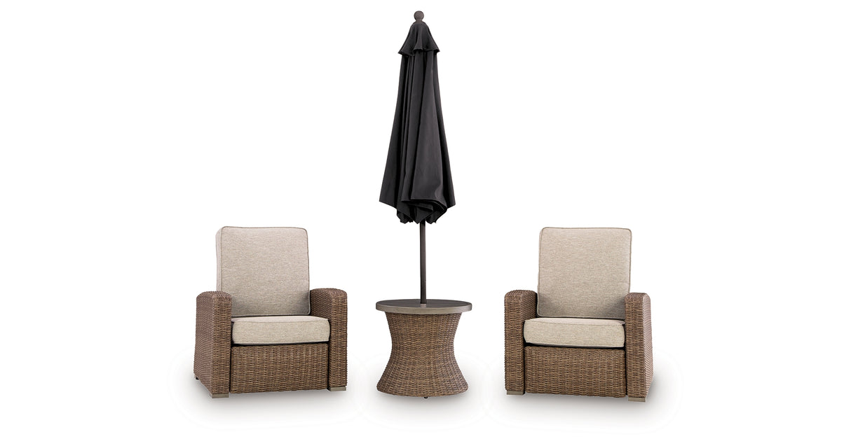 Laguna Heights Beige 2 Outdoor Chairs and End Table from Ashley Furniture - Luna Furniture