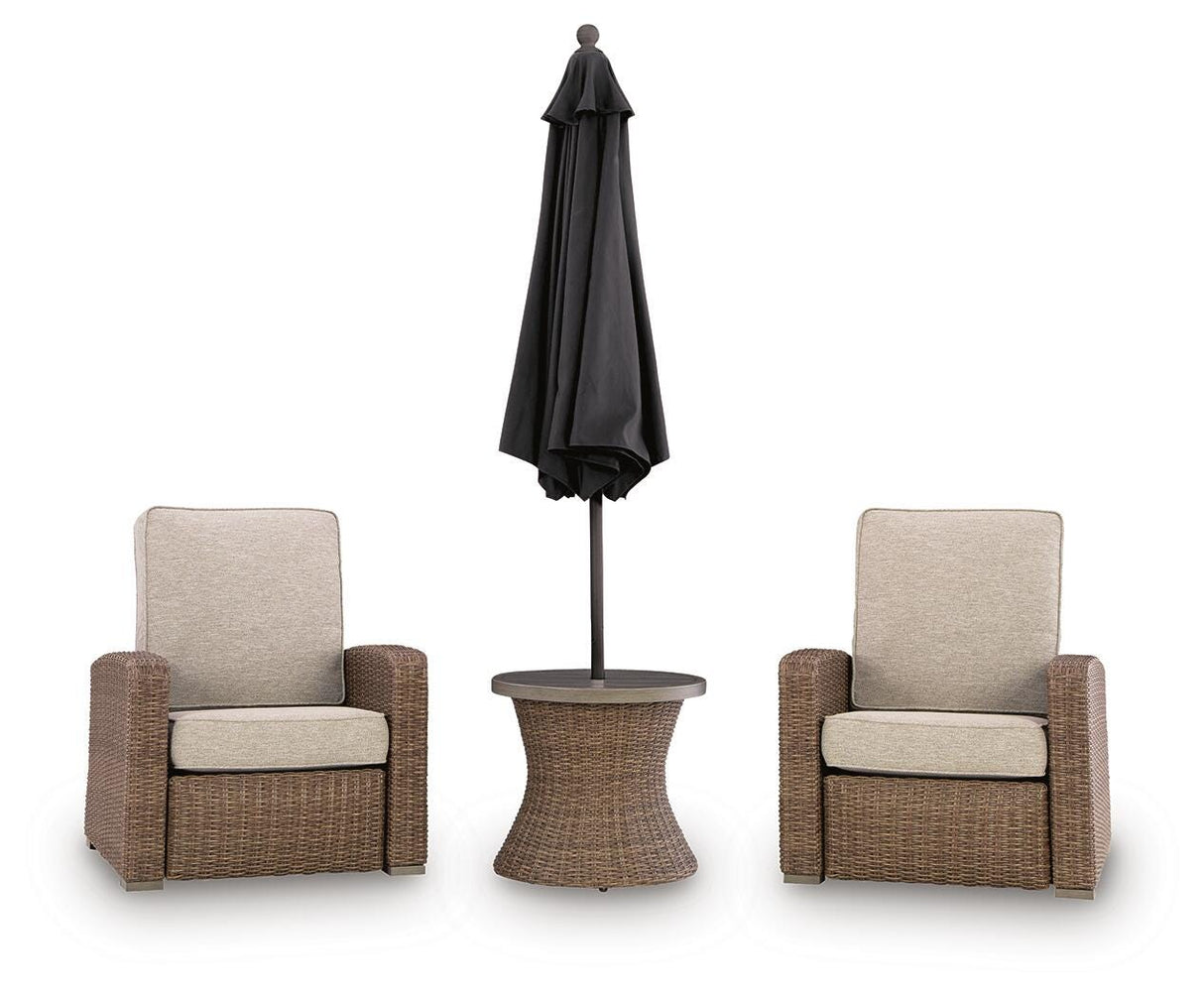 Laguna Heights Beige 2 Outdoor Chairs and End Table from Ashley Furniture - Luna Furniture
