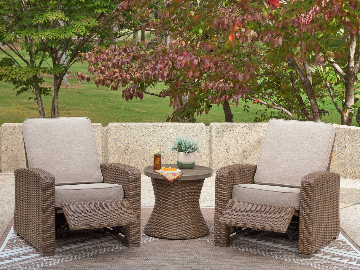 Laguna Heights Beige 2 Outdoor Chairs and End Table from Ashley Furniture - Luna Furniture