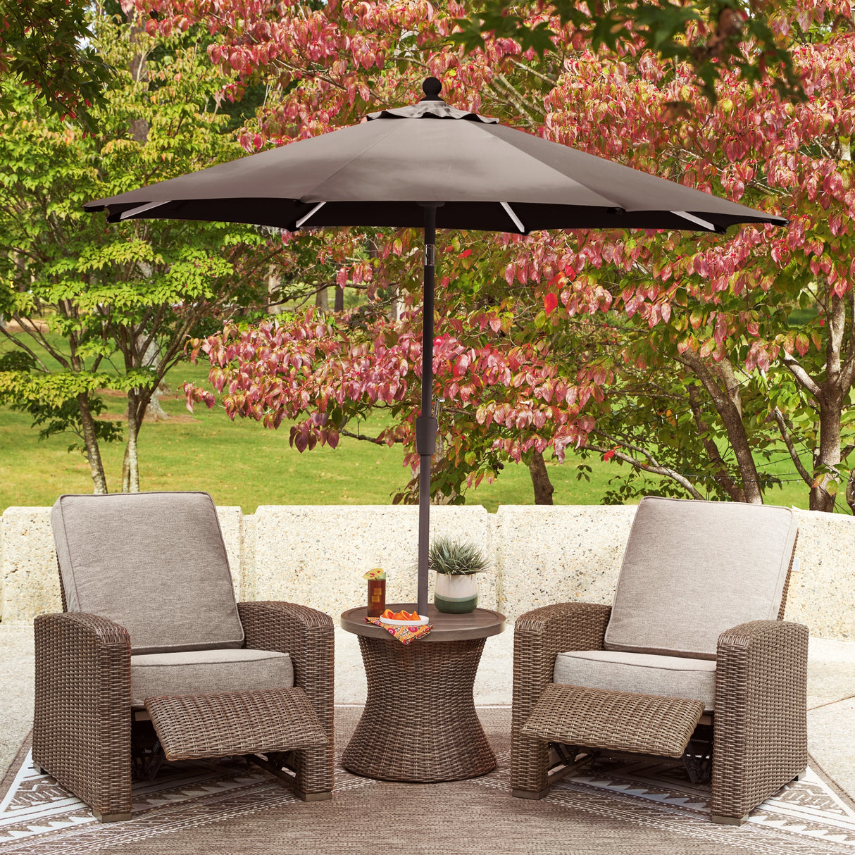 Laguna Heights Beige 2 Outdoor Chairs and End Table from Ashley Furniture - Luna Furniture