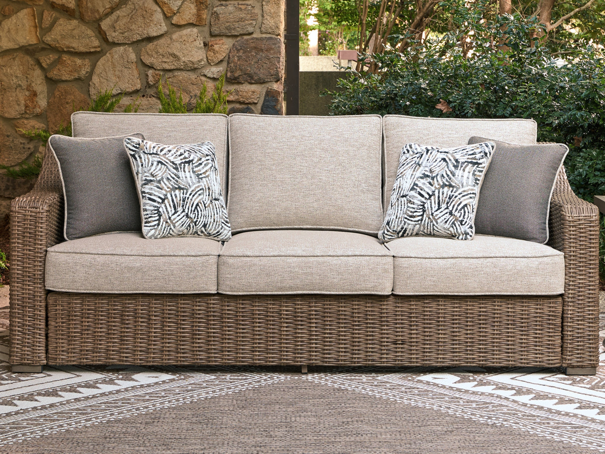 Laguna Heights Beige Outdoor Sofa with Cushion from Ashley Furniture - Luna Furniture