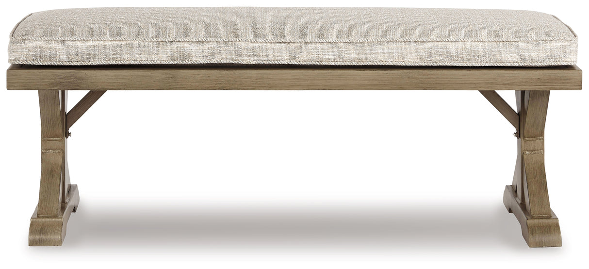 Beachcroft Beige 4-Piece Outdoor Sectional, 2 Arm Chairs, Lounge Chair and Bench from Ashley Furniture - Luna Furniture