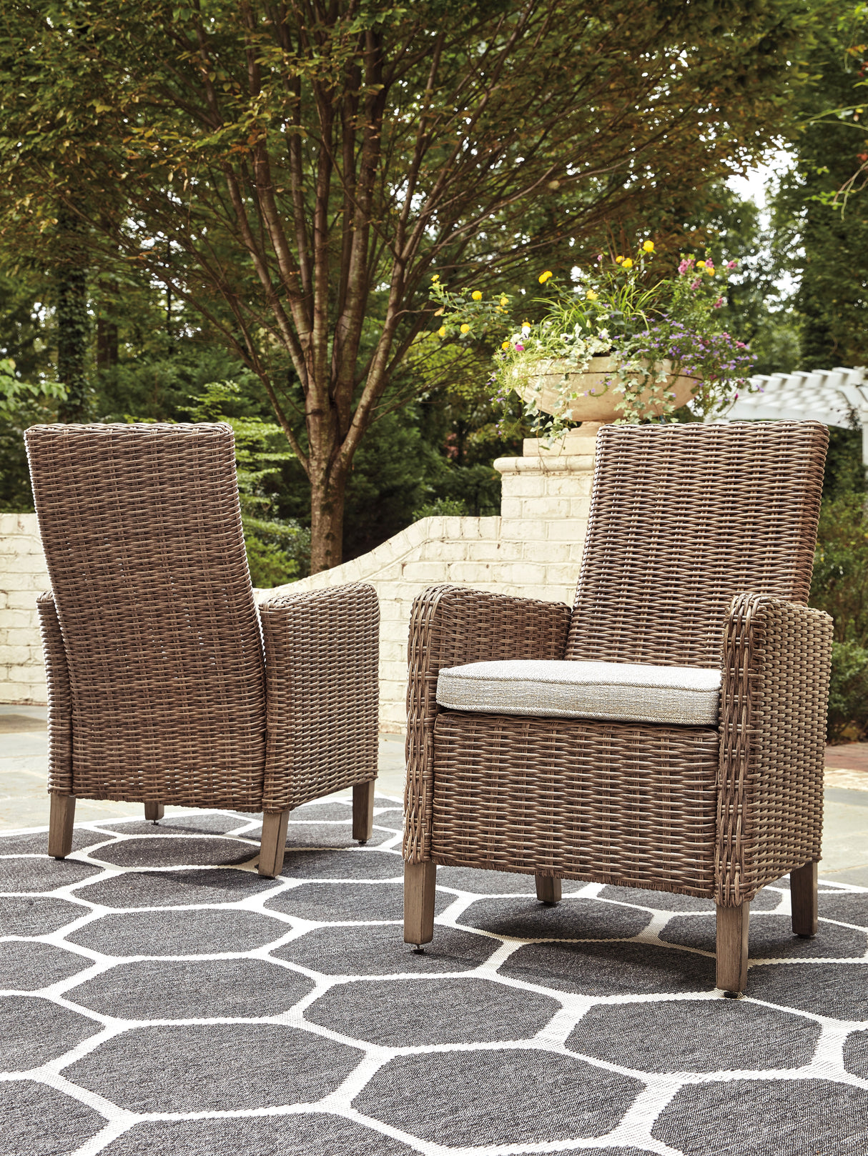 Beachcroft Beige Outdoor Arm Chair with Cushion (Set of 2) from Ashley - Luna Furniture