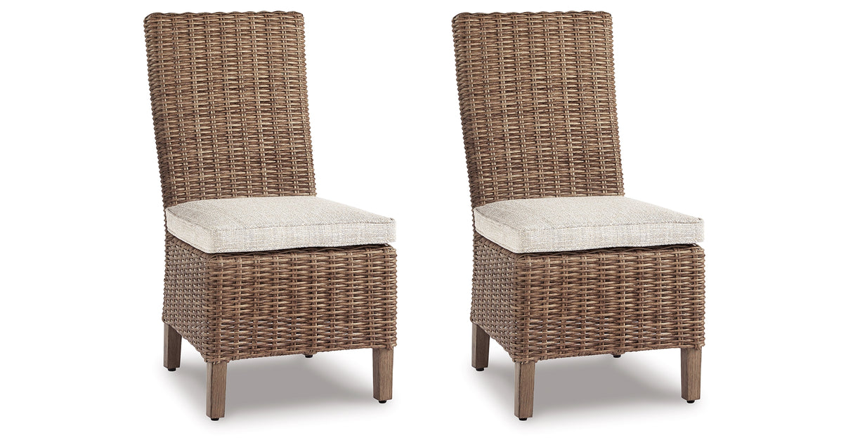 Beachcroft Beige Outdoor Side Chair with Cushion (Set of 2) from Ashley Furniture - Luna Furniture