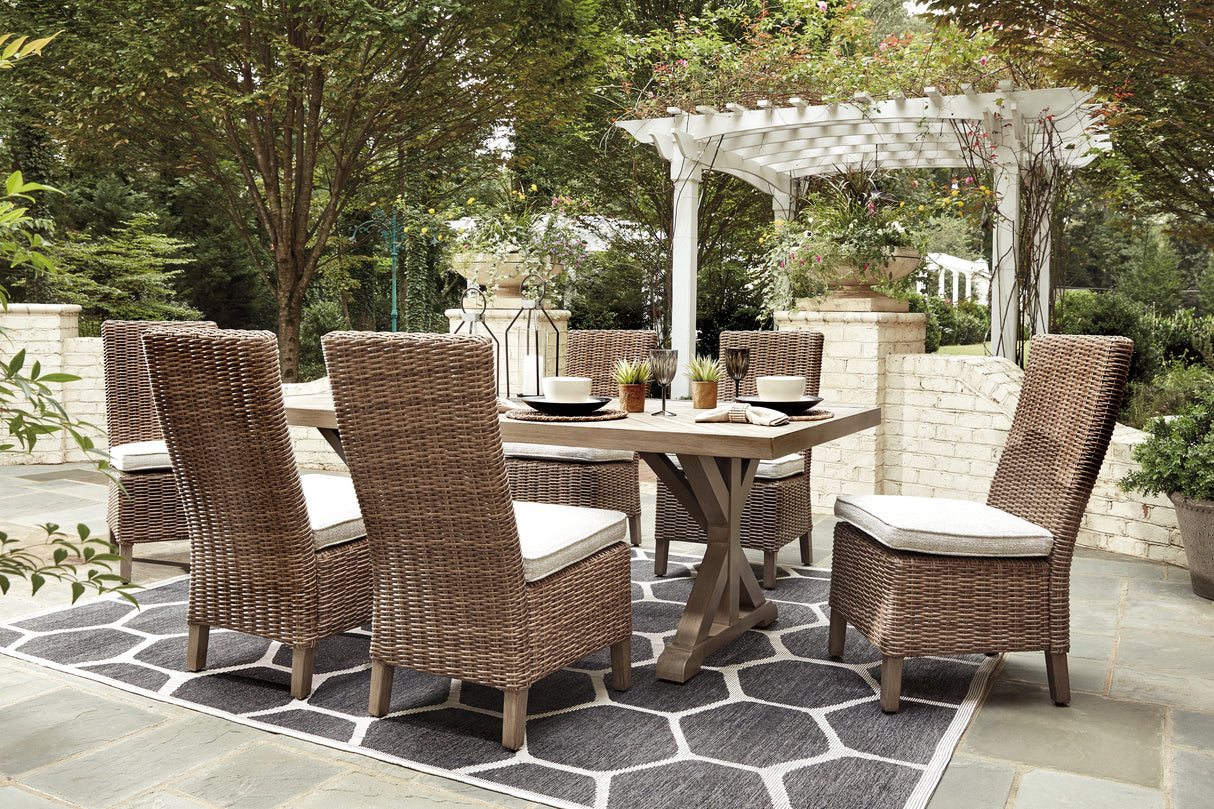 Beachcroft Beige Outdoor Dining Table with 6 Chairs from Ashley Furniture - Luna Furniture
