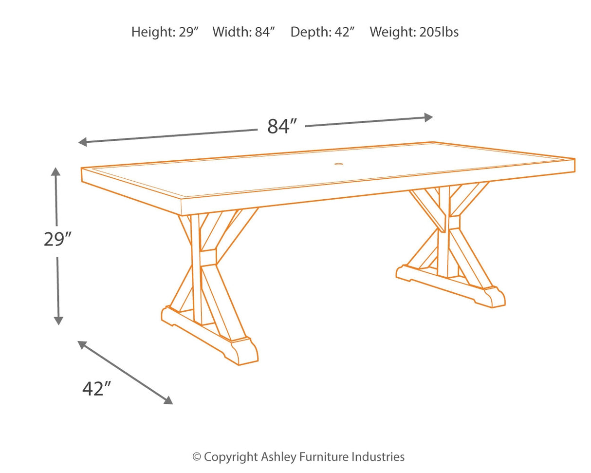 Beachcroft Outdoor Dining Table and 2 Chairs and 2 Benches in Beige from Ashley Furniture - Luna Furniture