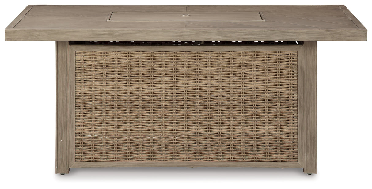 Beachcroft Beige Outdoor Fire Pit Table from Ashley - Luna Furniture