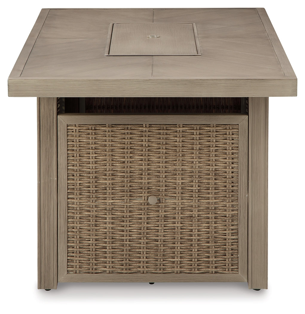 Beachcroft Beige Outdoor Fire Pit Table from Ashley - Luna Furniture