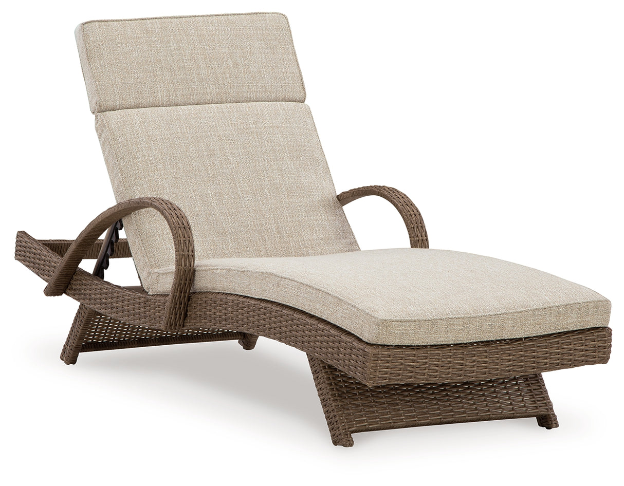 Beachcroft Beige Outdoor Chaise Lounge with Cushion from Ashley - Luna Furniture