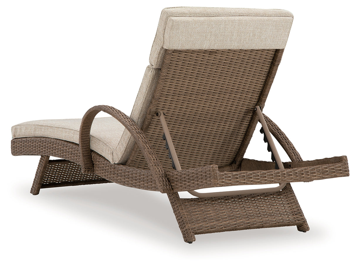 Beachcroft Beige Outdoor Chaise Lounge with Cushion from Ashley - Luna Furniture