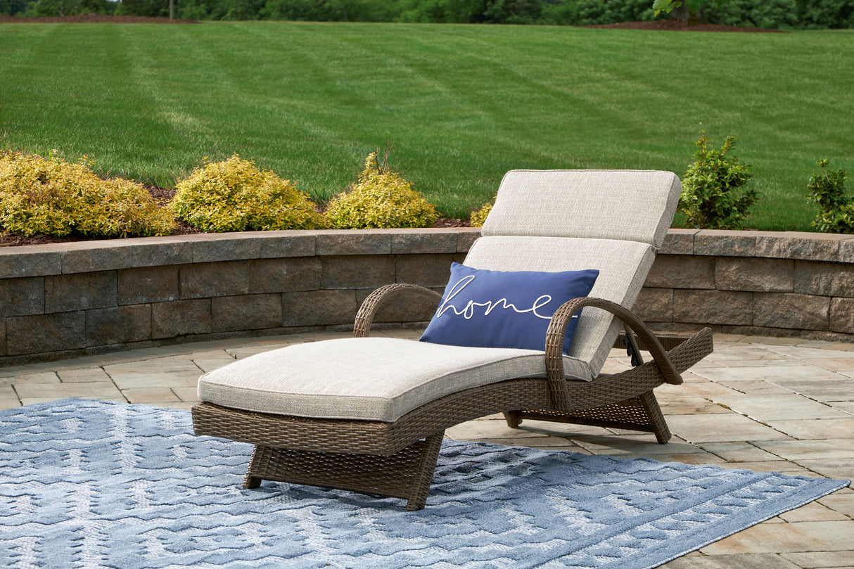 Beachcroft Beige Outdoor Chaise Lounge with Cushion from Ashley - Luna Furniture