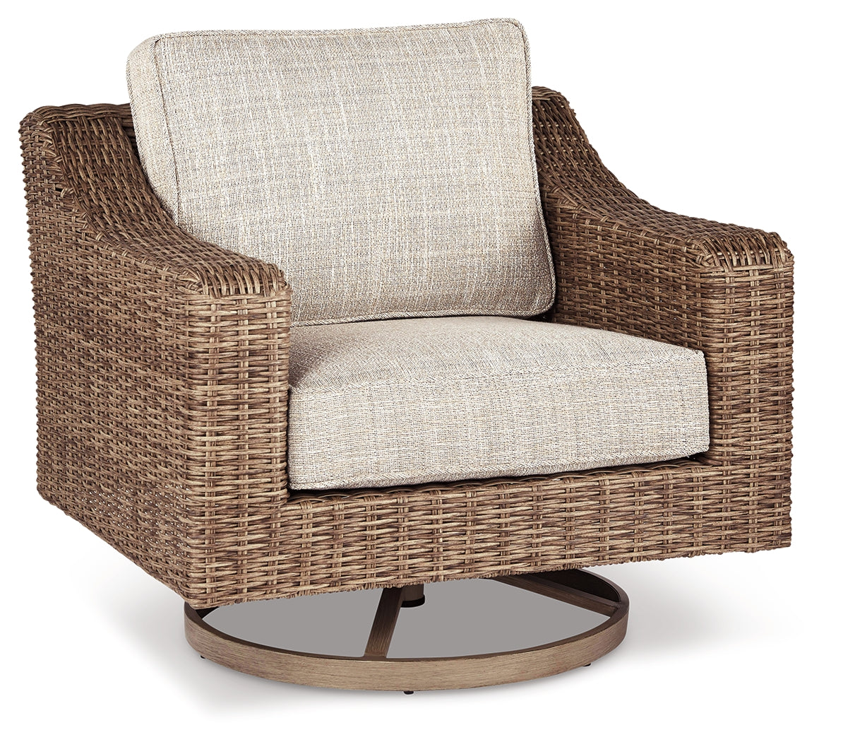 Beachcroft Beige 4-Piece Outdoor Sectional, 2 Arm Chairs, Lounge Chair and Bench from Ashley Furniture - Luna Furniture