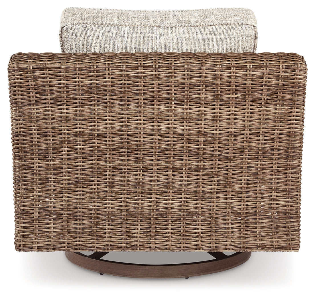 Beachcroft Beige 4-Piece Outdoor Sectional, 2 Arm Chairs, Lounge Chair and Bench from Ashley Furniture - Luna Furniture