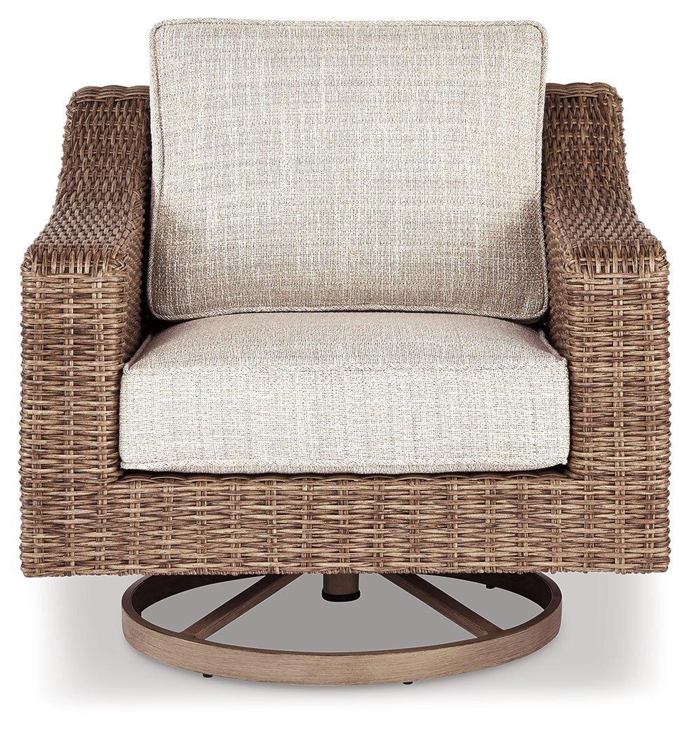Beachcroft Outdoor Sofa, Loveseat and Chair in Beige from Ashley Furniture - Luna Furniture