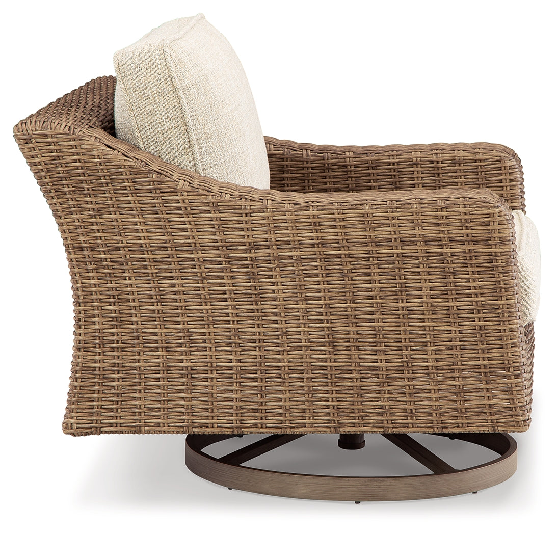 Beachcroft Outdoor Sofa, Loveseat and Chair in Beige from Ashley Furniture - Luna Furniture