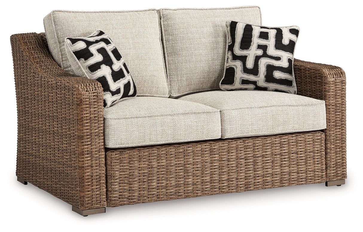 Beachcroft Outdoor Sofa, Loveseat and Chair in Beige from Ashley Furniture - Luna Furniture
