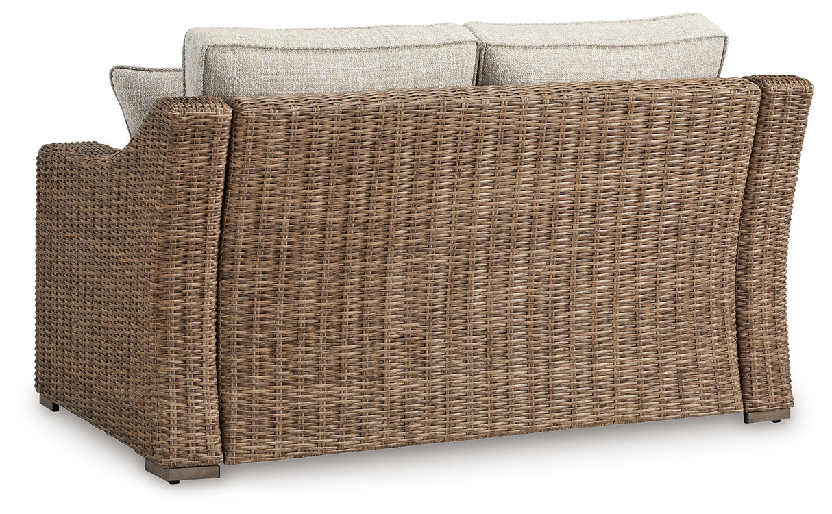 Beachcroft Outdoor Sofa, Loveseat and Chair in Beige from Ashley Furniture - Luna Furniture