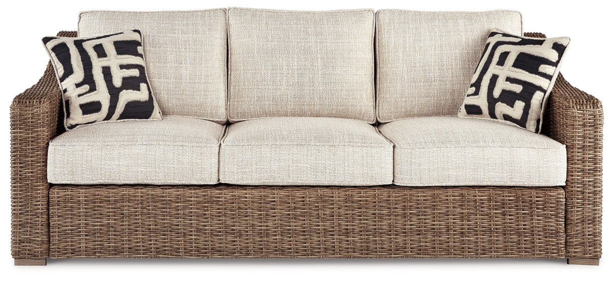 Beachcroft Outdoor Sofa, Loveseat and Chair in Beige from Ashley Furniture - Luna Furniture