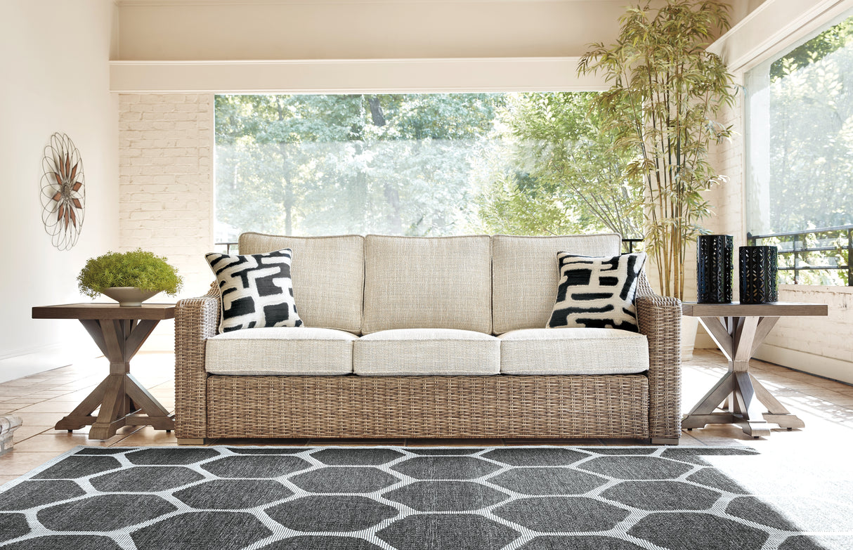 Beachcroft Outdoor Sofa, Loveseat and Chair in Beige from Ashley Furniture - Luna Furniture