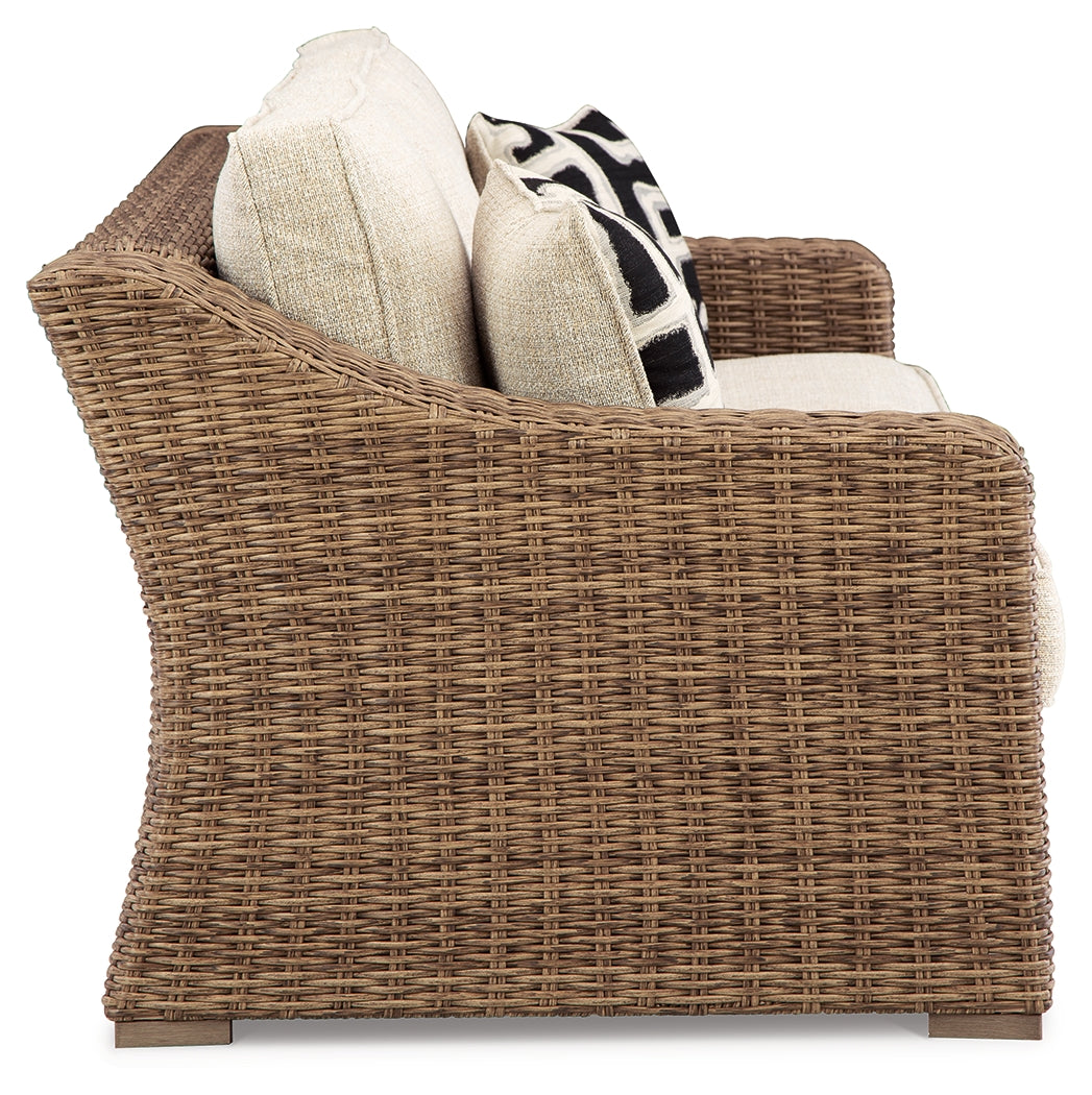 Beachcroft Outdoor Sofa, Loveseat and Chair in Beige from Ashley Furniture - Luna Furniture