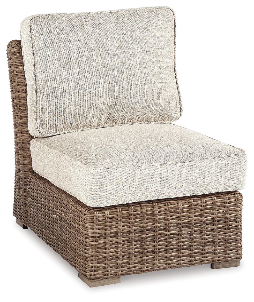 Beachcroft Beige Outdoor Armless Chair with Cushion from Ashley Furniture - Luna Furniture