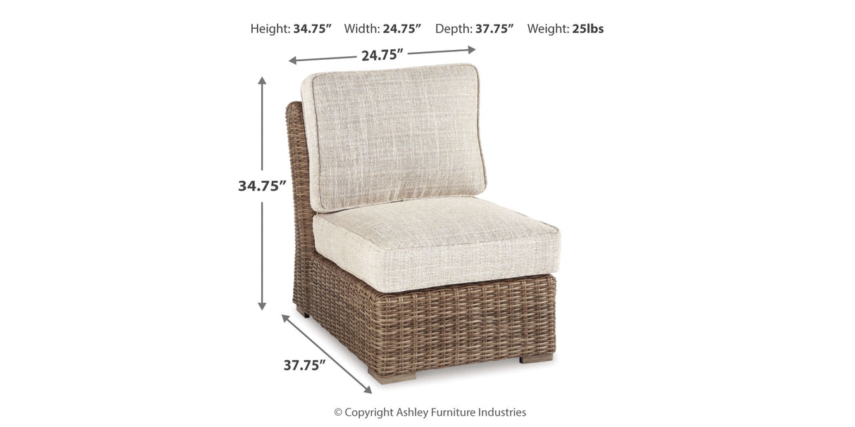 Beachcroft 2-Piece Outdoor Sectional with Chair in Beige from Ashley Furniture - Luna Furniture
