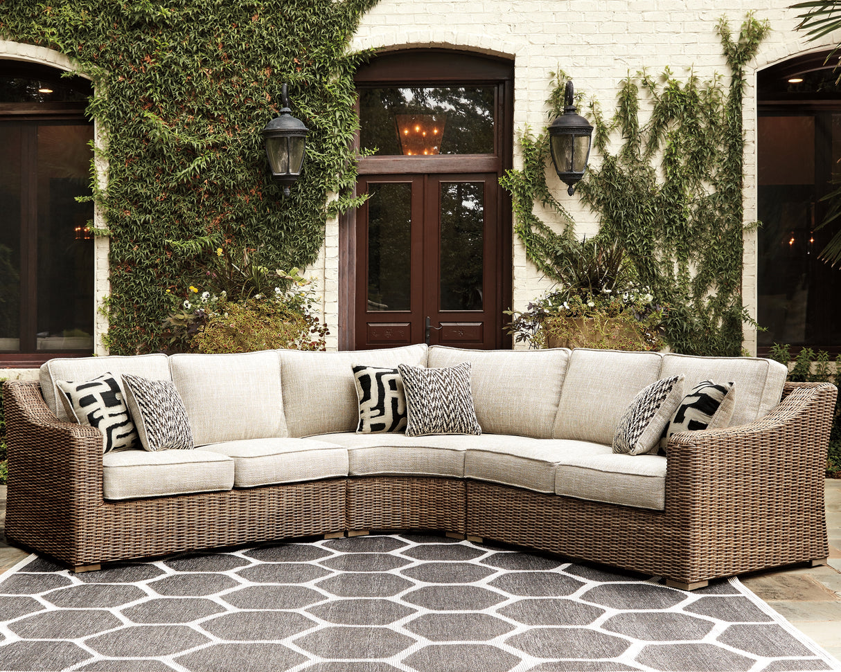 Beachcroft Beige 3-Piece Outdoor Seating Set from Ashley - Luna Furniture