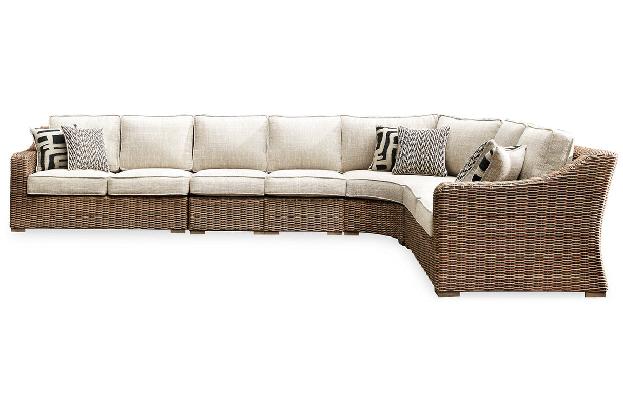Beachcroft Beige 5-Piece Outdoor Sectional with Coffee Table and 2 End Tables from Ashley - Luna Furniture