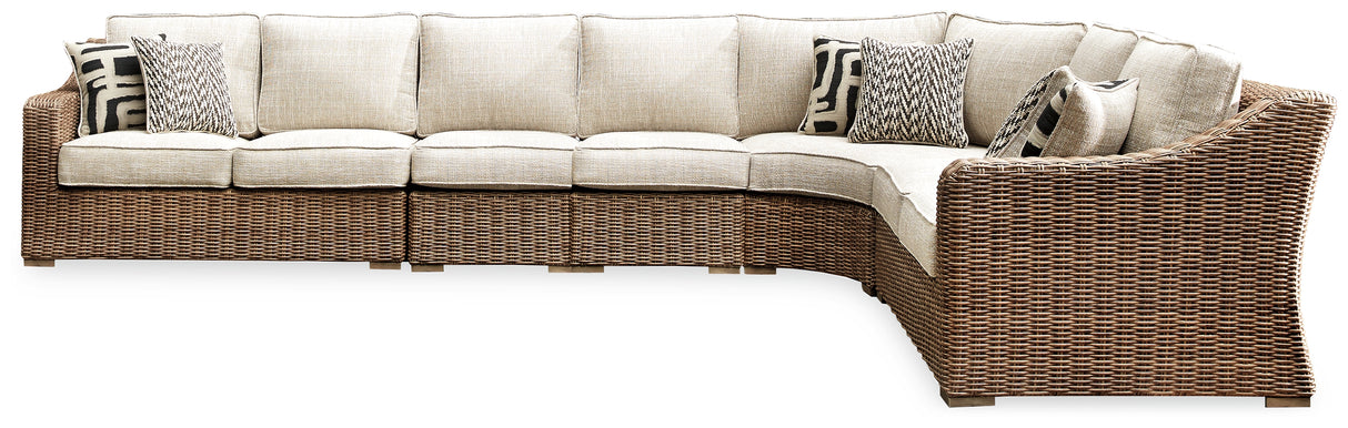 Beachcroft Beige 5-Piece Outdoor Sectional with Coffee Table and 2 End Tables from Ashley - Luna Furniture