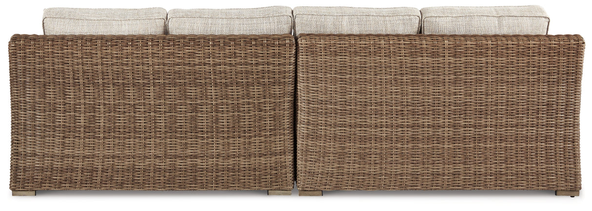 Beachcroft 2-Piece Outdoor Sectional with Chair in Beige from Ashley Furniture - Luna Furniture