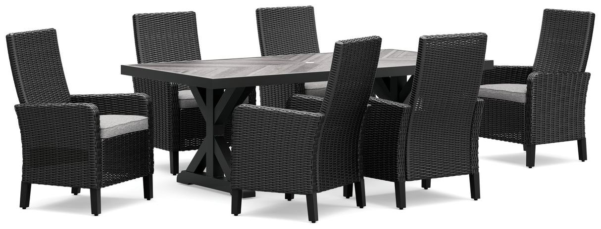 Beachcroft Outdoor Dining Table and 6 Chairs in Black/Light Gray from Ashley - Luna Furniture