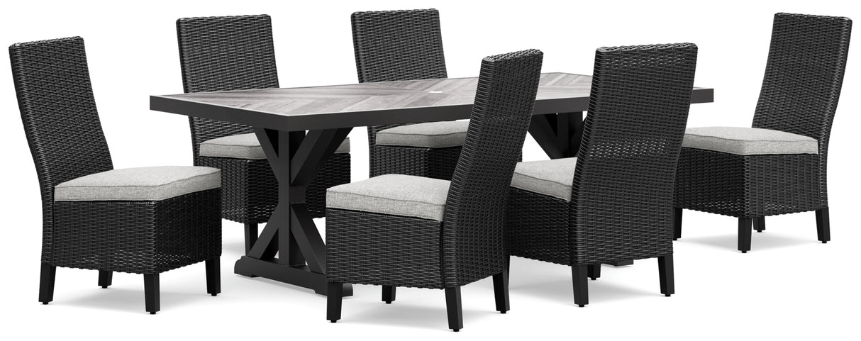 Beachcroft Outdoor Dining Table and 6 Chairs in Black/Light Gray from Ashley - Luna Furniture