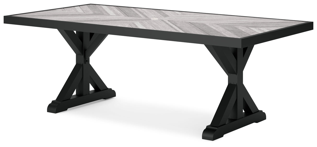 Beachcroft Black/Light Gray Outdoor Dining Table from Ashley Furniture - Luna Furniture